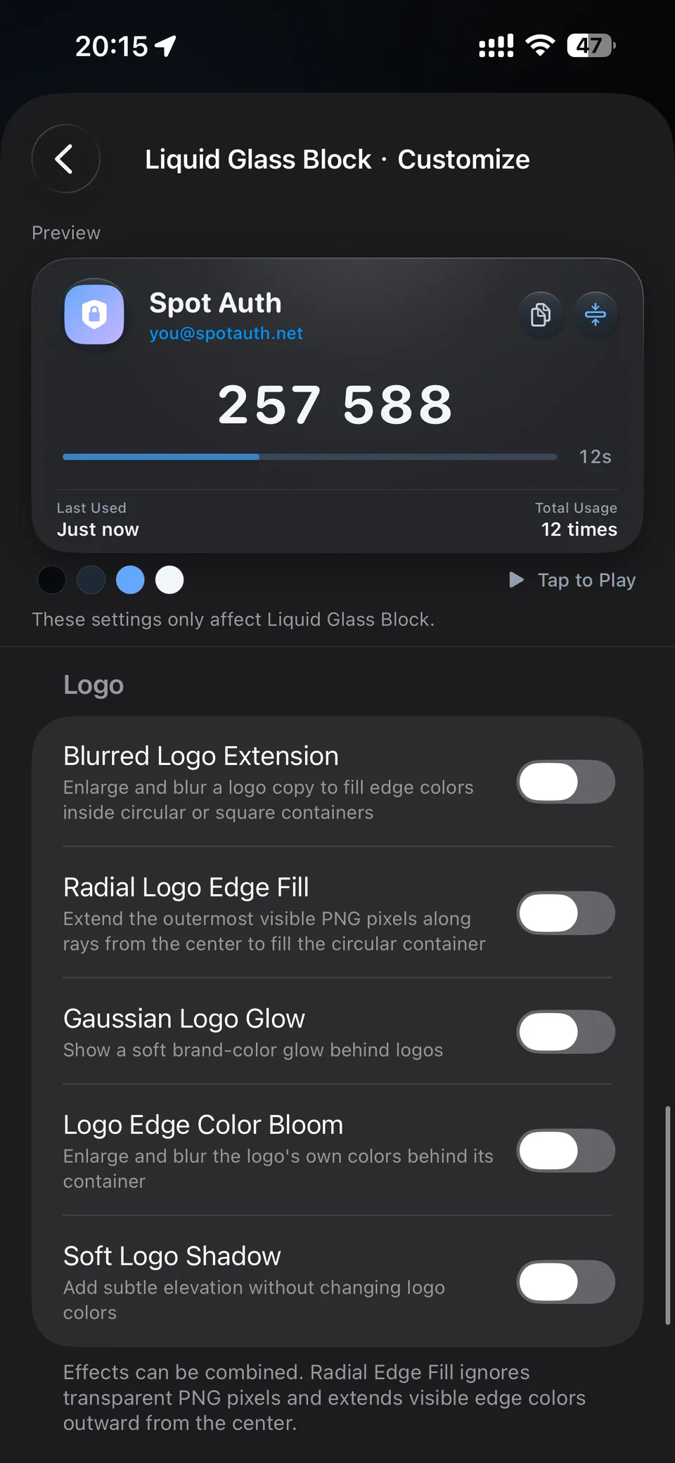 Effetti logo — Spot Auth v1.1.0