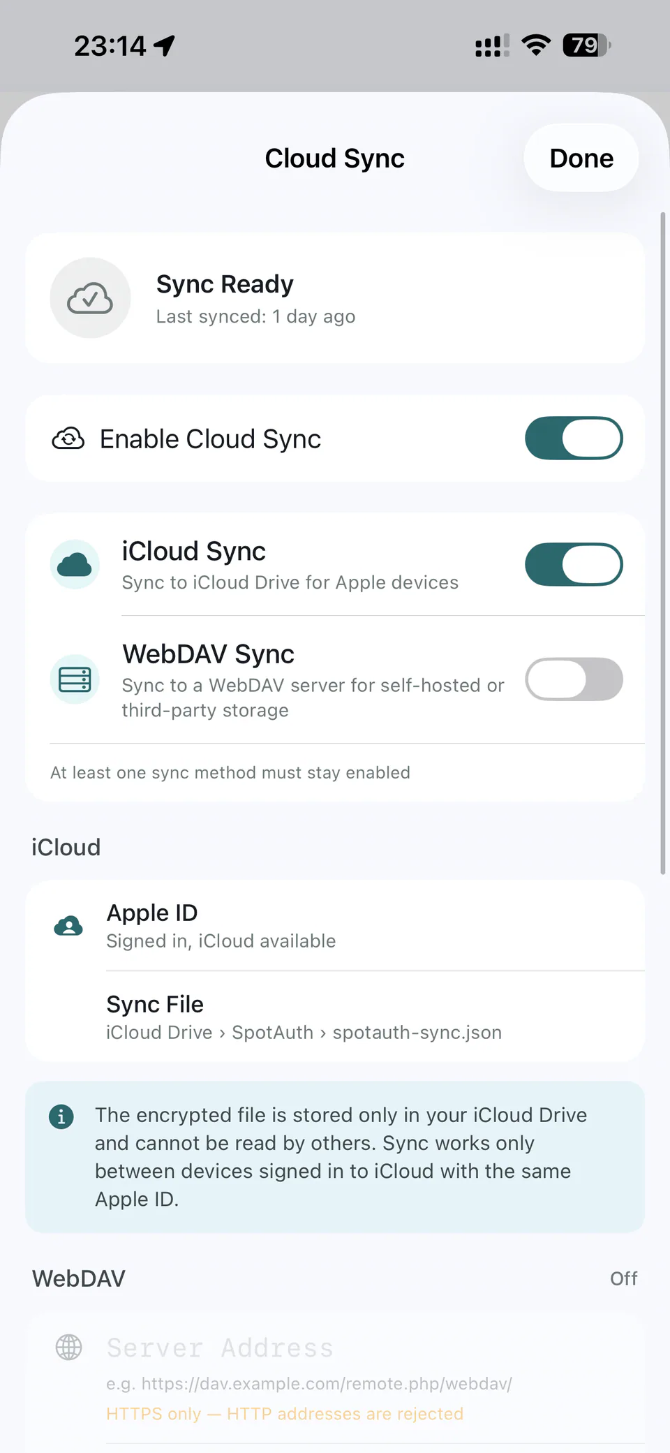 Cloud sync — Spot Auth