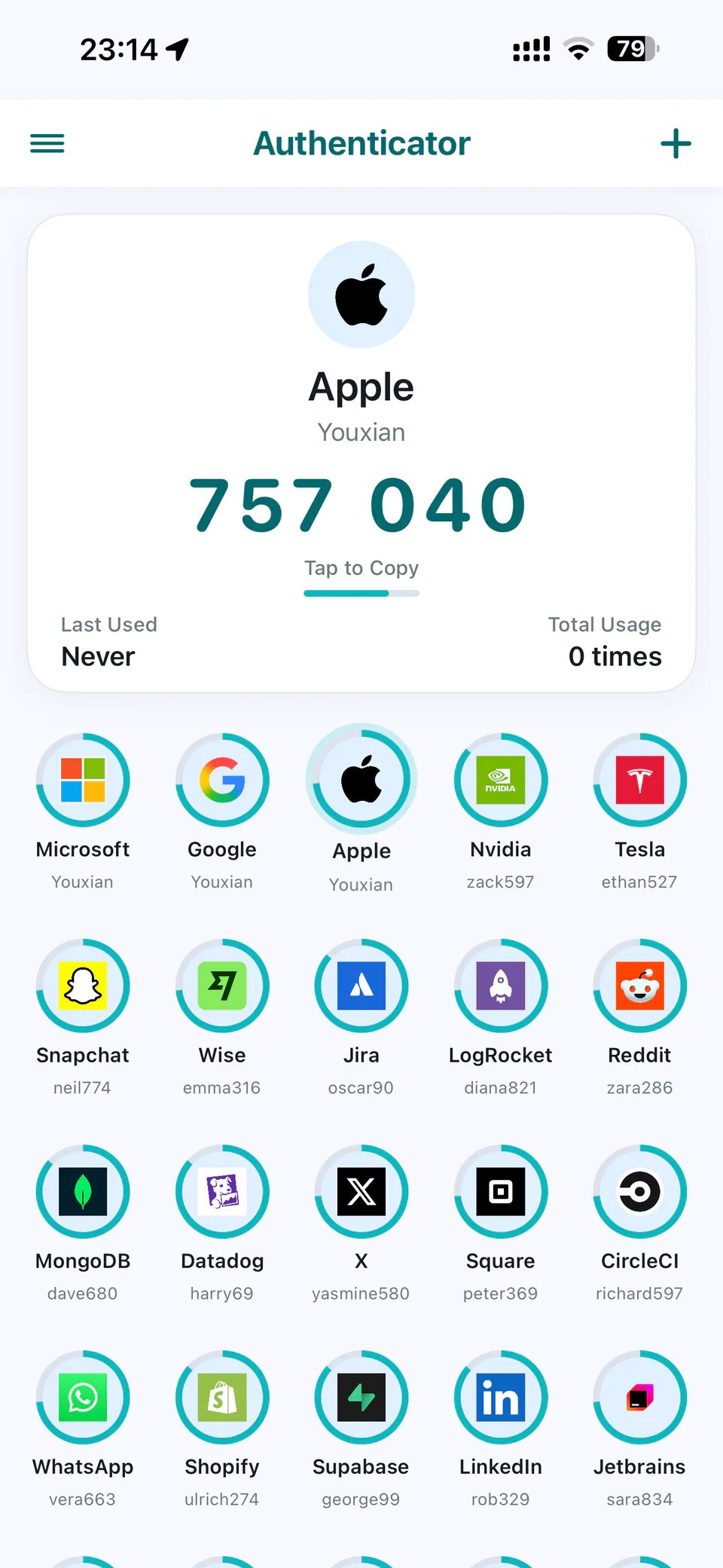 Spot Auth authenticator screen