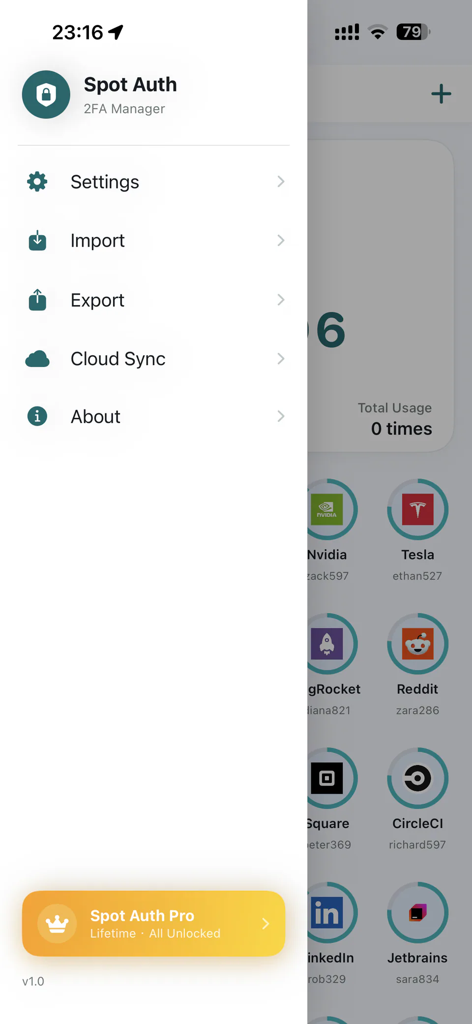 Menu — Spot Auth