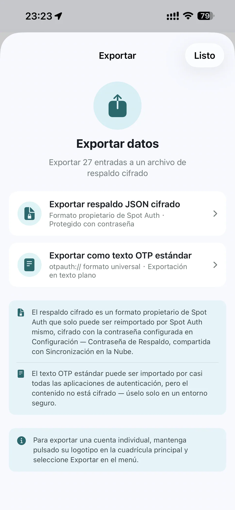 Exportación — Spot Auth