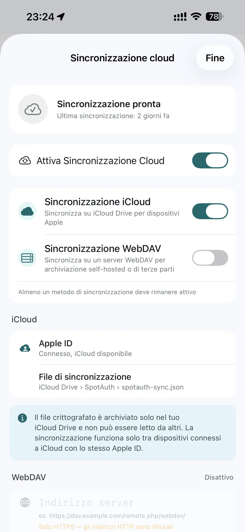 Sincronizzazione — Spot Auth