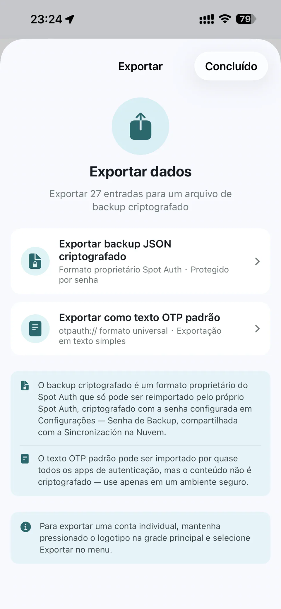 Exportação — Spot Auth